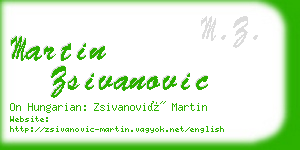 martin zsivanovic business card